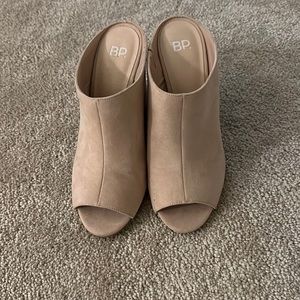 Tan peep toe heels